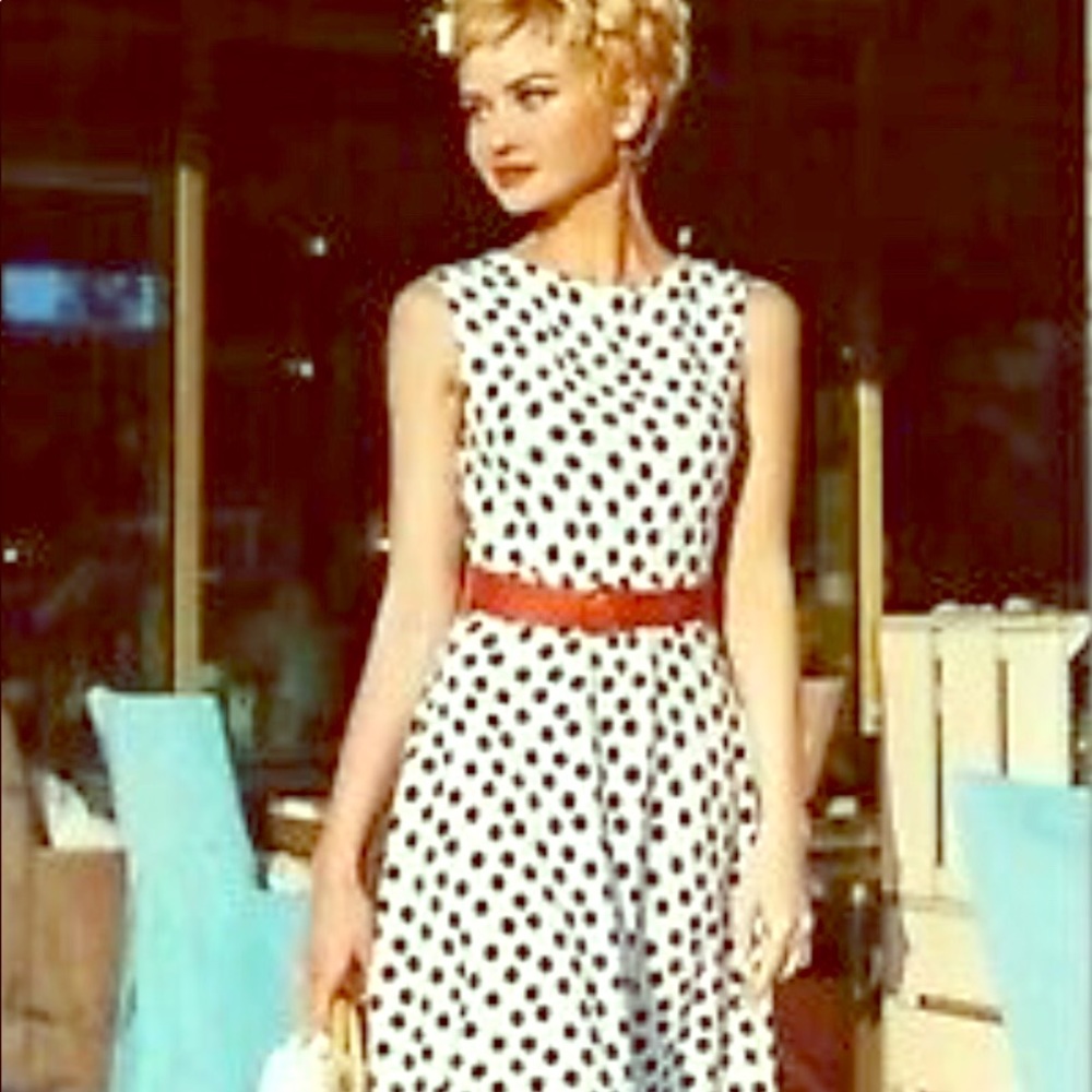 ZARA SS 2019 Midi Polka Dot Dress with red belt